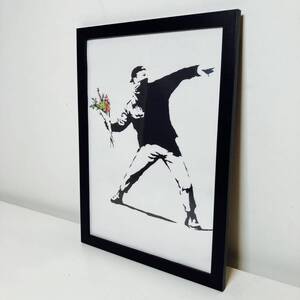 【額付きポスター】BANKSY バンクシー「Flower Bomb」(新品)