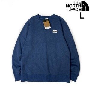 1円～!売切!【正規新品】THE NORTH FACE◆HERITAGE PATCH CREW トレーナー スウェット US限定 上質 裏起毛 登山 ロゴパッチ(L)青 181130-28