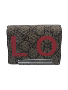 GUCCI◆2つ折り財布/LOVE/レザー/BEG/総柄/レディース/677609