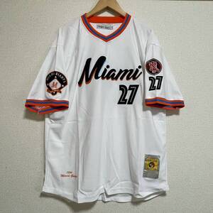 USA正規品 4XL 二グロリーグ NEGRO マイアミ Miami ジャイアンツ Giants プルオーバー ユニフォーム Vネック ＃27 野球 ベースボールシャツ