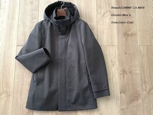 新品 COMME CA MEN コムサメン【取り外しライナー/パーカ】ウールライク3WAYコート 04グレー Sサイズ 17MR05 定価64,900円