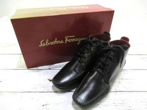 ☆【B送900円】892　Salvatore Ferragamo　サルヴァトーレフェラガモ　ショートブーツ　ハイカット　レザーシューズ　レースアップ　5　C