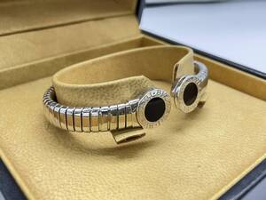 ●BVLGARI ブルガリ トゥボガス バングル ブレスレット SS オニキス USED●