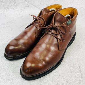 【希少】PARABOOT パラブーツ チャッカブーツ リッジウェイ レザー 茶 ブラウン 8 26.5cm ジョージ 革靴 ラバーソール レースアップ