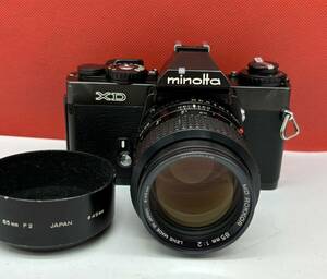 # MINOLTA XD フィルムカメラ 一眼レフカメラ ボディ MD ROKKOR 85mm F2 レンズ シャッターOK 現状品 ミノルタ 