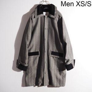 C2808P　▼BODE ボーディ▼　herringbone rennie coat コーデュロイ 切り替え ヘリンボーン ウールコート グレー XS/S 秋冬 rb mks