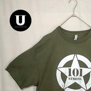 ＼Tシャツ／グリーン　XL　半袖　海外　古着 　ビッグロゴ STRONG 101