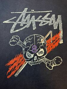 STUSSY OLD 最初期スカル激レア1980他社ボディ(紺)8ボールskull ビリヤードエイトヴィンテージオールドステューシー 黒タグレア藤原ヒロシ