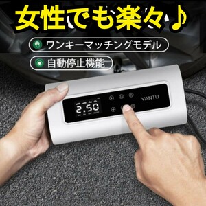 電動エアポンプ　空気入れ　シガーソケットケーブル　ノズル付き　ボール　自転車　車　収納袋付き　　タイヤ USB充電　大画面デザイン