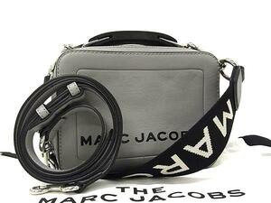 1円 ■美品■ MARC JACOBS マークジェイコブス ザ テクスチャード ボックス 20 レザー 2WAY ショルダー ハンドバッグ グレー系 FF3259