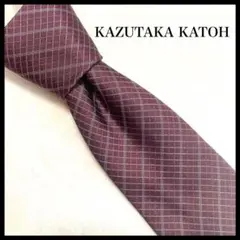 KAZUTAKA KATOH カズタカカトウ　ネクタイ　チェック　赤　シルク