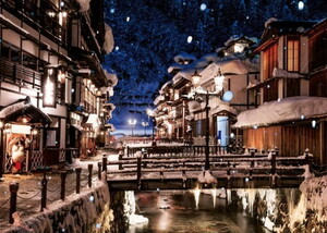 ジグソーパズル 500ピース 日本風景 雪化粧の銀山温泉（山形）38x53cm 05-1054　送料無料 新品
