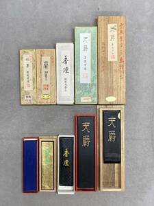 5＃C/4227　古墨 墨運堂 天爵 香煙 蘭貭 等 5本セット 共箱 書画墨 書法 文房四宝 古玩 和墨 日本墨 唐墨 書道具 60サイズ