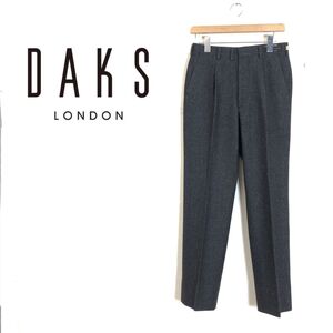 1I2444-G-S◆良品◆ DAKS ダックス ウールスラックス ネップ生地 テーパード ◆ ブラック チャコール ミックスカラー 毛