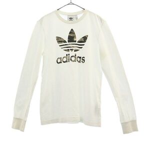 アディダス トレフォイルロゴ プリント 長袖 Tシャツ XS ホワイト adidas ロンT メンズ