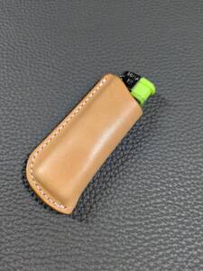 RiDo LeatherWorks【ブッテーロ】ライターケース★生成り　ナチュラル　イタリアンレザー　100円ライター　ハンドメイド