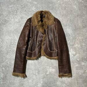 00s y2k DKNY Real Fur Mouton Jacket