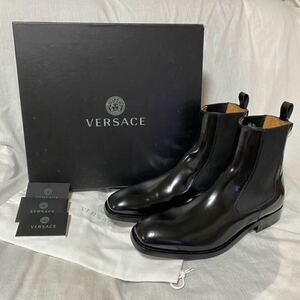 新品 本物 正規品 VERSACE メンズ レザー サイドゴア ブーツ 黒 革靴 シューズ