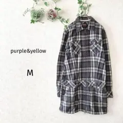 【purple&yellow】 チュニック （M） チェック ジッパー付き