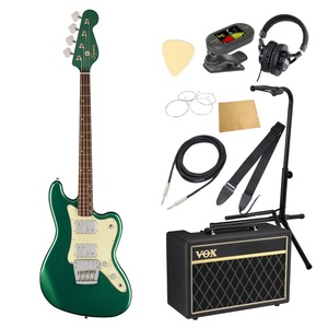 エレキベース 入門セット スクワイヤー Paranormal Rascal Bass HH Sherwood Green アンプ付き 10点セット Squier ベース 初心者セット