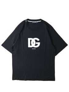 (D) DOLCE&GABBANA ドルチェ&ガッバーナ DGロゴプリント 半袖 Tシャツ 44 ブラック