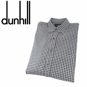 新品同様 最高級 好配色 dunhill ポルトガル製 ギンガムチェック ウール混 長袖シャツ ネルシャツ ドレスシャツ メンズM ダンヒル 2408275