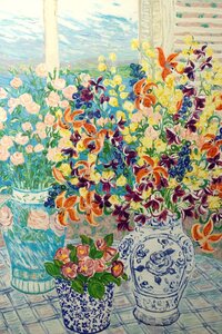 レスリー・セイヤー「フランダースの花瓶」 リトグラフ 16/35 額装 40号 絵画 真作保証 【15K30】