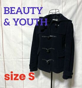 BEAUTY & YOUTH ビューティーアンドユース ダッフルコート ショートコート 毛74%(used、状態普通使用感)ダークネイビー、サイズS