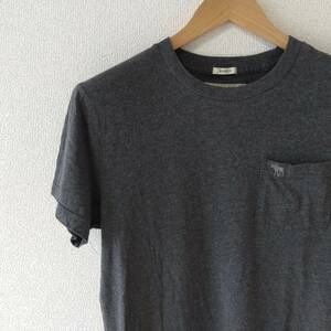 Abercrombie & Fitch アバクロンビー＆フィッチ Tシャツ ラウンドネック 無地 ポケット トップス 半袖 メンズ サイズM グレー