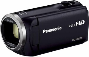 パナソニック HDビデオカメラ V360M 16GB 高倍率90倍ズーム ブラック HC-V3(中古品)
