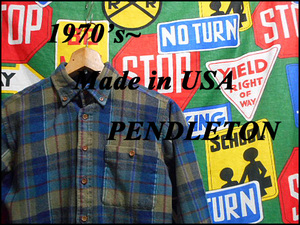 ★XS相当のサイズ感★Made in USA製アメリカ製PENDLETONペンドルトンビンテージウールシャツチェックボタンダウンB/Dシャツ70s70年代小さめ