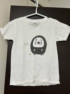 おもしろTシャツ／半袖Tシャツ／文鳥×カオナシ、ジブリ／サイズ130／ホワイト、白／コラボTシャツ