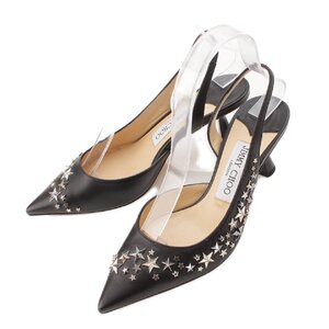 【ジミーチュウ】Jimmy Choo　FETTO スタッズ レザー ストラップ ヒール パンプス サンダル ブラック 35 【中古】【正規品保証】208125