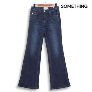 SOMETHING サムシング SKY31 LISA♪ 加工 フレア ミッドライズ ストレッチ デニム パンツ ジーンズ Sz.27 レディース 日本製　K4B00824_9#R