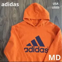 アメリカ古着 adidas アディダス パーカー トレーナー オレンジ MD