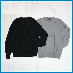 ★UNITED ARROWS/ユナイテッドアローズ 長袖ニット 2着セット メンズS/ブラック/グレー/ウール100%/セーター&1961400040