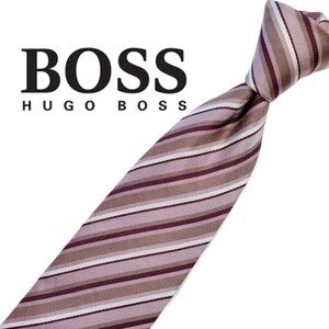 449/ 美品 HUGO BOSS ヒューゴボス 中古 USED ストライプ柄 ネクタイ