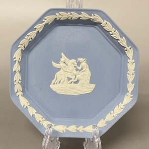 ウェッジウッド WEDG WOOD ジャスパー ブルー×アイボリー ジュエリートレイ／ケース 美品 小物