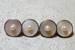 177 ミキモト/MIKIMOTO 本真珠 パール シルバー カフス ヴィンテージ アクセサリー 冠婚葬祭 ブランド メンズ 装飾品