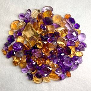 1円〜!!大量!!☆天然アメジスト・シトリンおまとめ1001.5ct☆d 約200.3g 裸石 宝石 amethyst citrine 黄水晶 w4 ヤ8