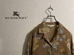 ◯ Vintage Burberry ワッシャー プリーツ フラワー シャツ / バーバリー シルク 花柄 シワ ドライ ブラウン 9 Ladies #Sirchive