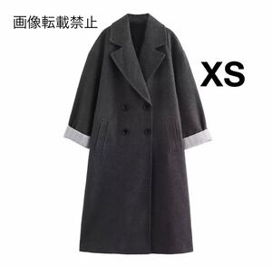 vintage ヴィンテージ レトロ ダブル ロングコート チェスターコート アウター XSサイズ レディース★ZARA 好きな方に★秋新作 新品★