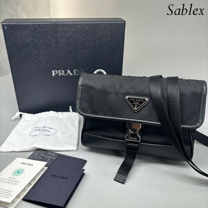 1円 【超極美品】PRADA プラダ ショルダーバッグ ナイロン/レザー ブラック 2ZH108 メンズ バッグ ブラック 黒 フォンポーチ 