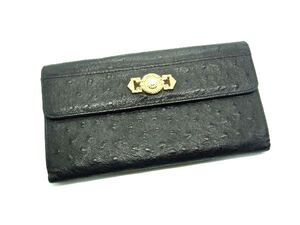 GIANNI VERSACE ジャンニ ヴェルサーチ レザー 二つ折り 長財布 ウォレット 札入れ 小銭入れ ブラック系 DH1492