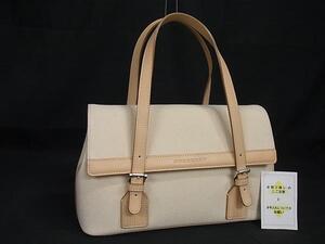 1円 ■極美品■ BURBERRY バーバリー キャンバス ハンドバッグ トートバッグ レディース ベージュ系 FK0506