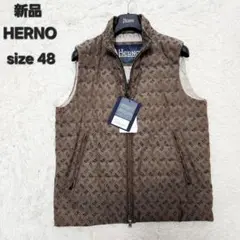 【新品】23AW HERNO ヘルノ Hモノグラム ダウンベスト キャメル 48