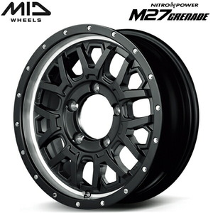 MID NITRO POWER M27 GRENADE 4本Set セミグロスブラック+リムヴァーティカルポリッシュ 5.5J-16インチ 5H139.7 インセット+20