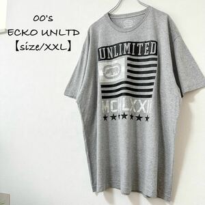 00s★ECKO UNLTD/エコー アンリミテッド★半袖Tシャツ★グレー×黒×白★XXL