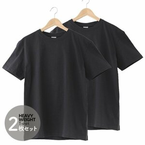Lサイズ 無地 Tシャツ 黒 ブラック メンズ レディース ユニセックス 半袖 2枚組 アンダーウェア クルーネック ms1149