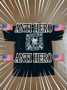 ANTI HERO アンタイヒーロー ロゴプリントTシャツ ブラック アンチヒーロー ハードコア スカル スケートボード ギター アイアンクロス